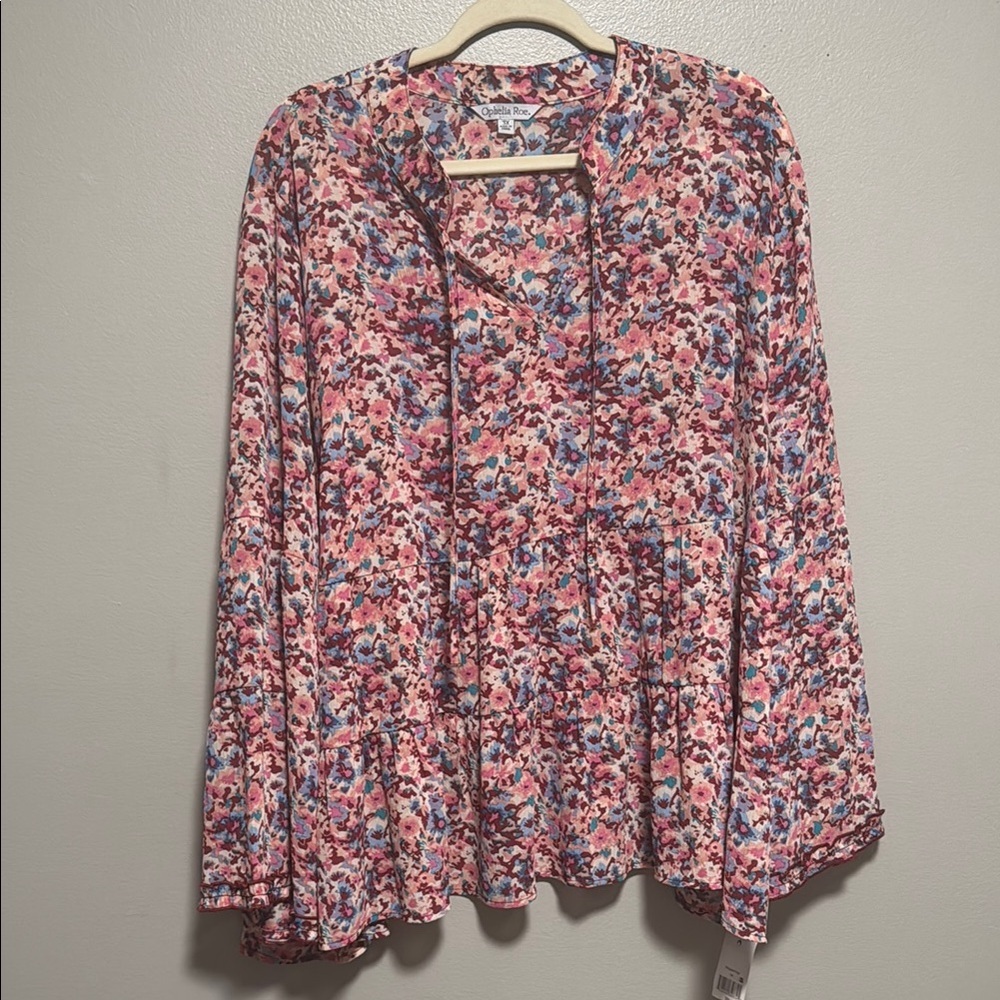 Floral Pink Blouse by Ophelia Roe 3X NWT